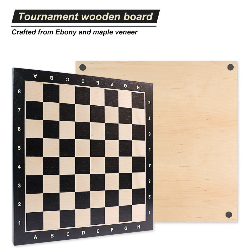 50cm Black Wooden Chess Board - With Letters & Numbers