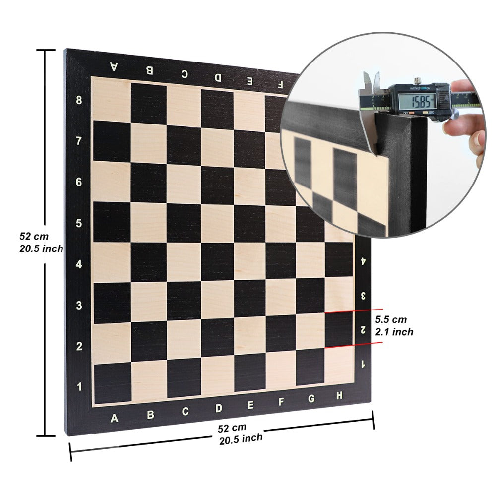 50cm Black Wooden Chess Board - With Letters & Numbers
