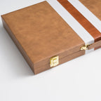 45cm/18inch Leather Backgammon Set - Vintage Brown