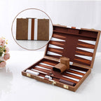 45cm/18inch Leather Backgammon Set - Vintage Brown