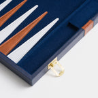 45cm/18inch Leather Backgammon Set - Ocean Blue