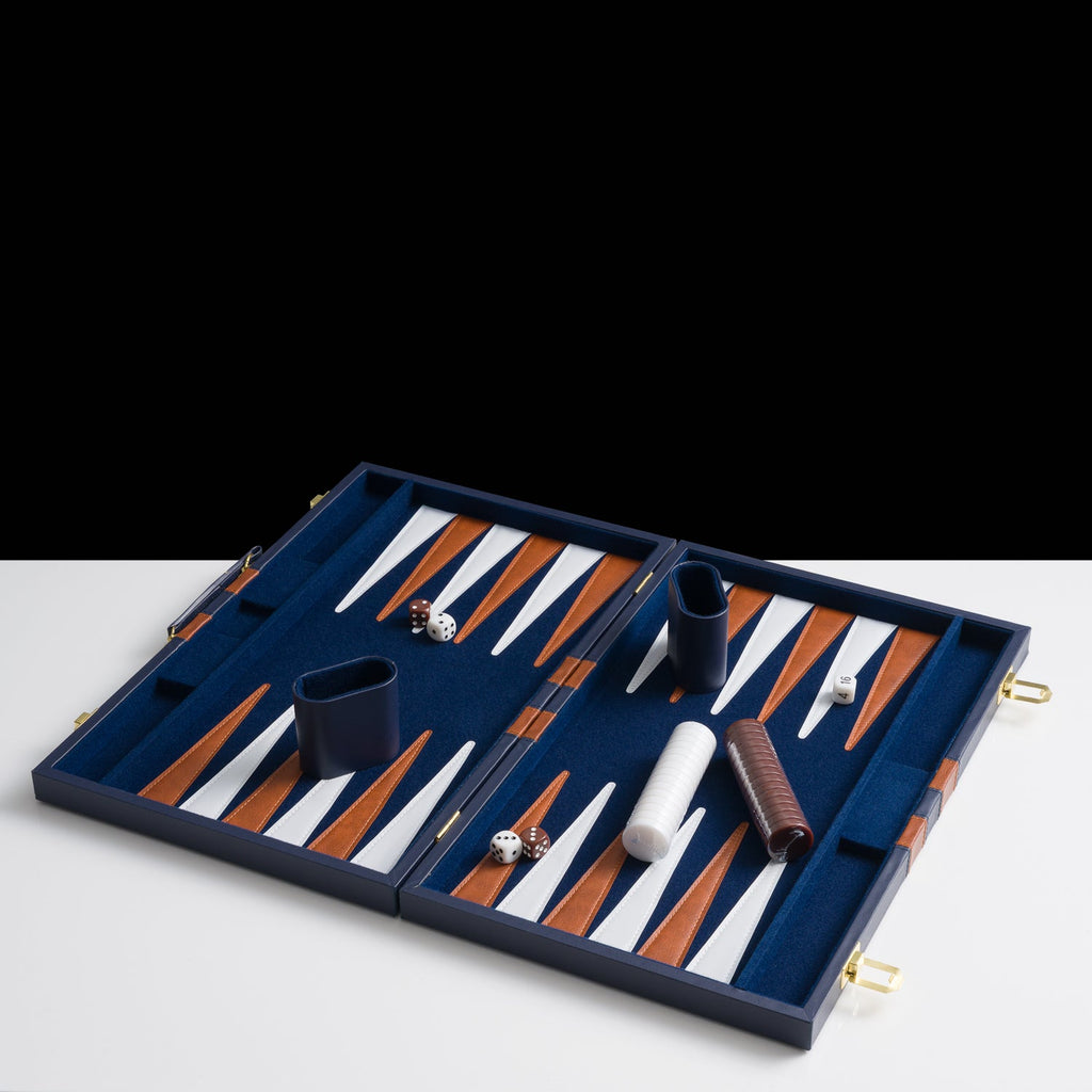 45cm/18inch Leather Backgammon Set - Ocean Blue