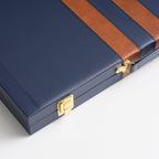 45cm/18inch Leather Backgammon Set - Ocean Blue