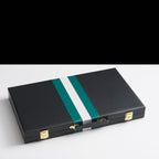 45cm/18inch Leather Backgammon Set - Black and Green