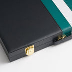 45cm/18inch Leather Backgammon Set - Black and Green