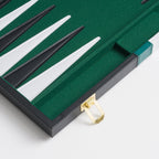 45cm/18inch Leather Backgammon Set - Black and Green