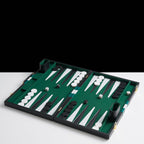 45cm/18inch Leather Backgammon Set - Black and Green