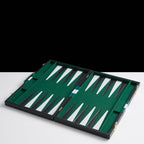 45cm/18inch Leather Backgammon Set - Black and Green