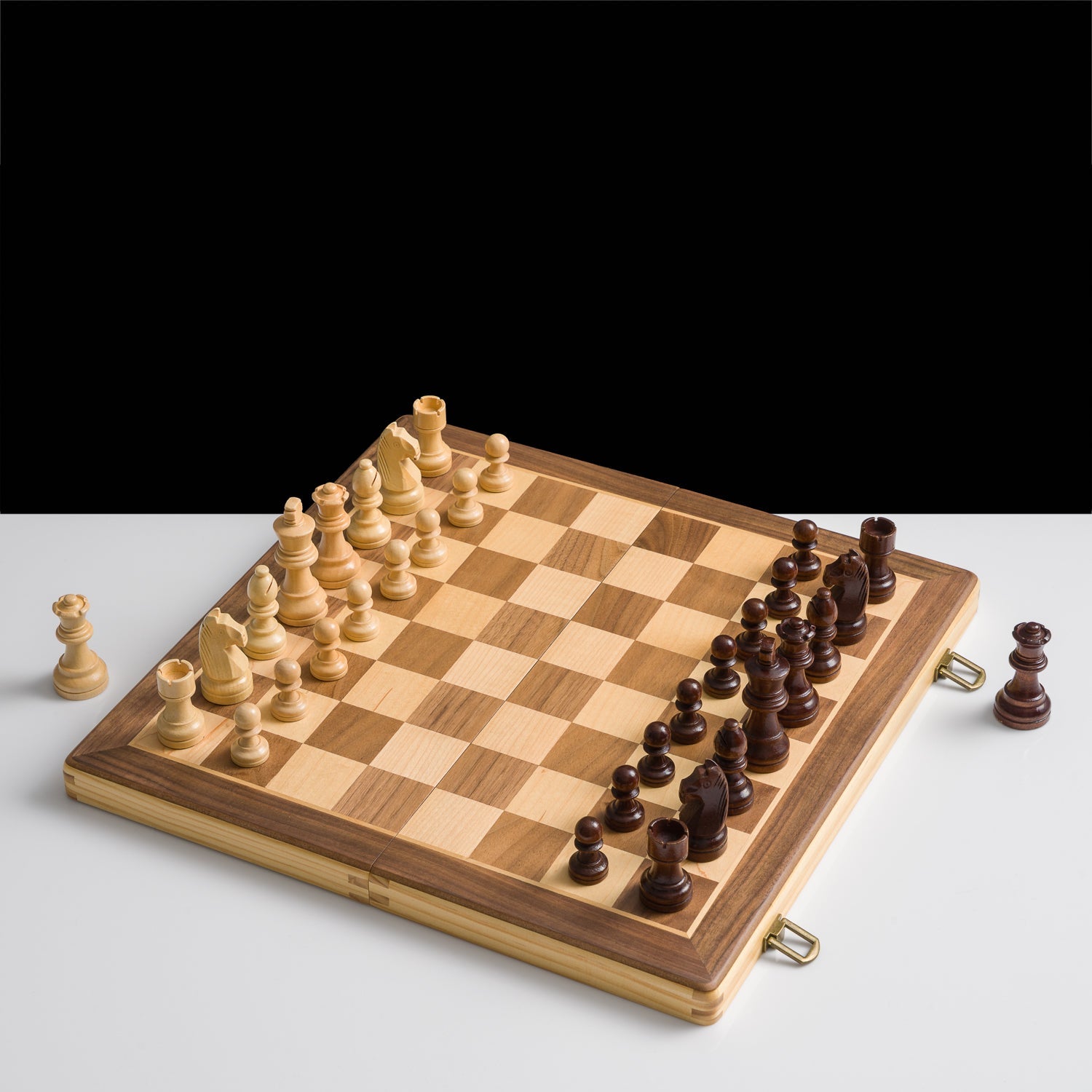 ChessLand Premium 38cm Magnetic Wooden Chess Set with Checkers