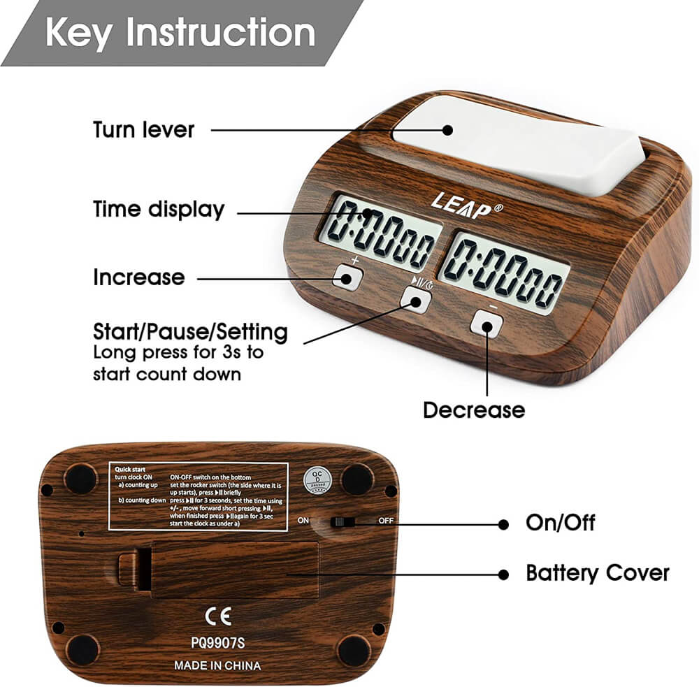 Digital Chess Timer - Wooden Coloured